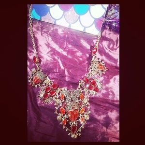 Stamped 925 silver face necklace garnet gemstone